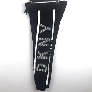 DKNY Sport Black Drawstring Jogger Sweatpants with Leg Spellout